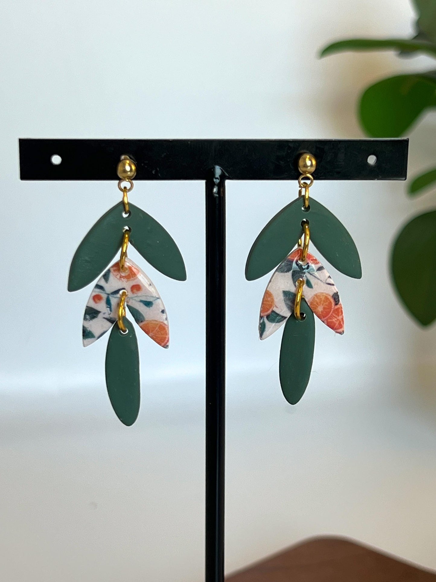 Tri-Leaf Drop Earrings