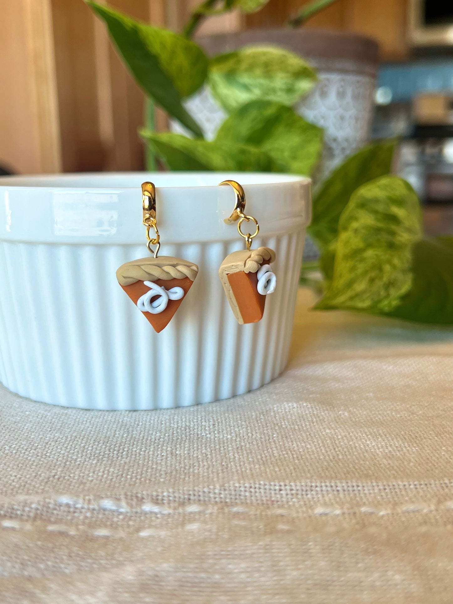 Pumpkin Pie Slice Dangle Earrings