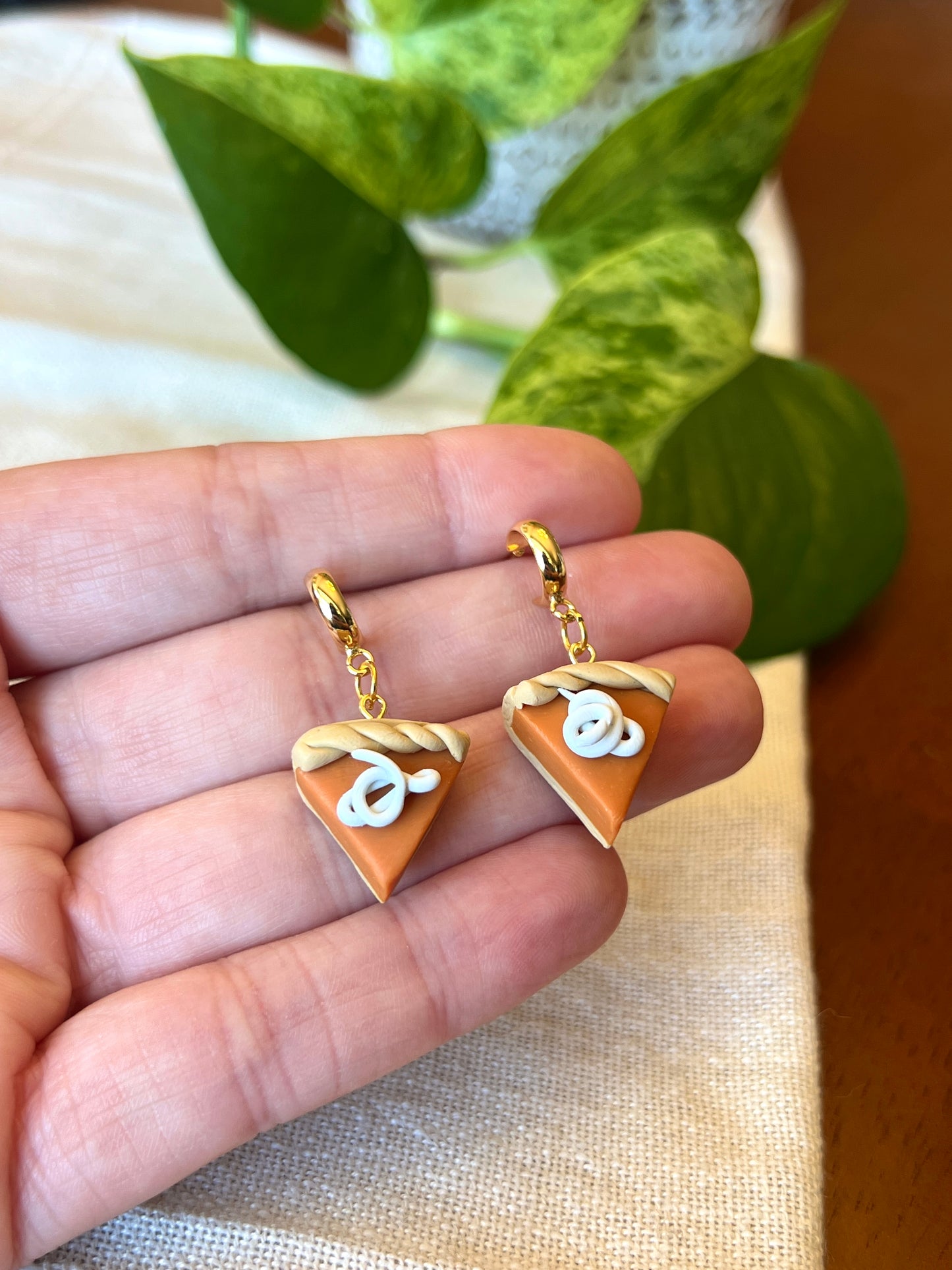 Pumpkin Pie Slice Dangle Earrings