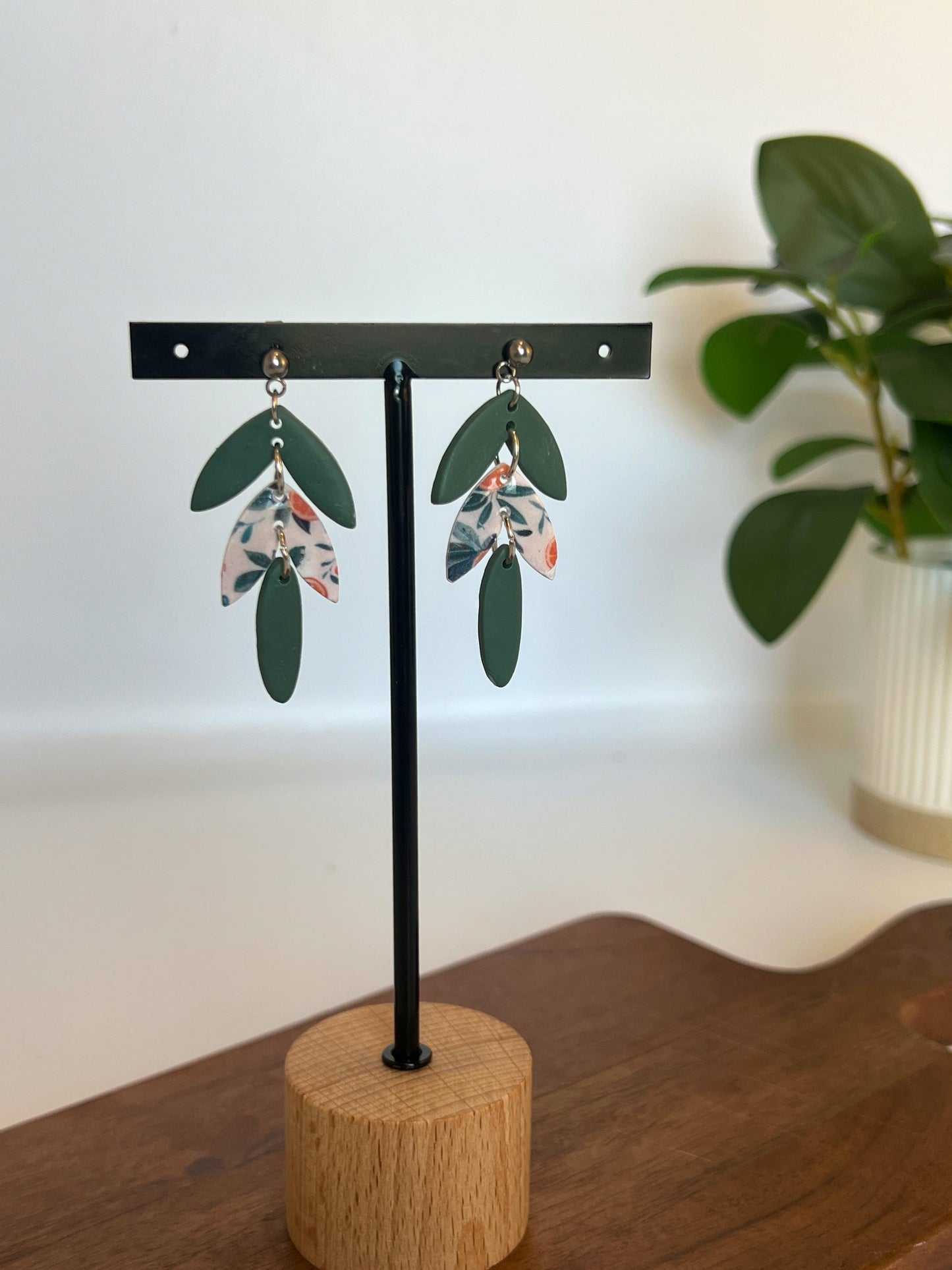 Tri-Leaf Drop Earrings