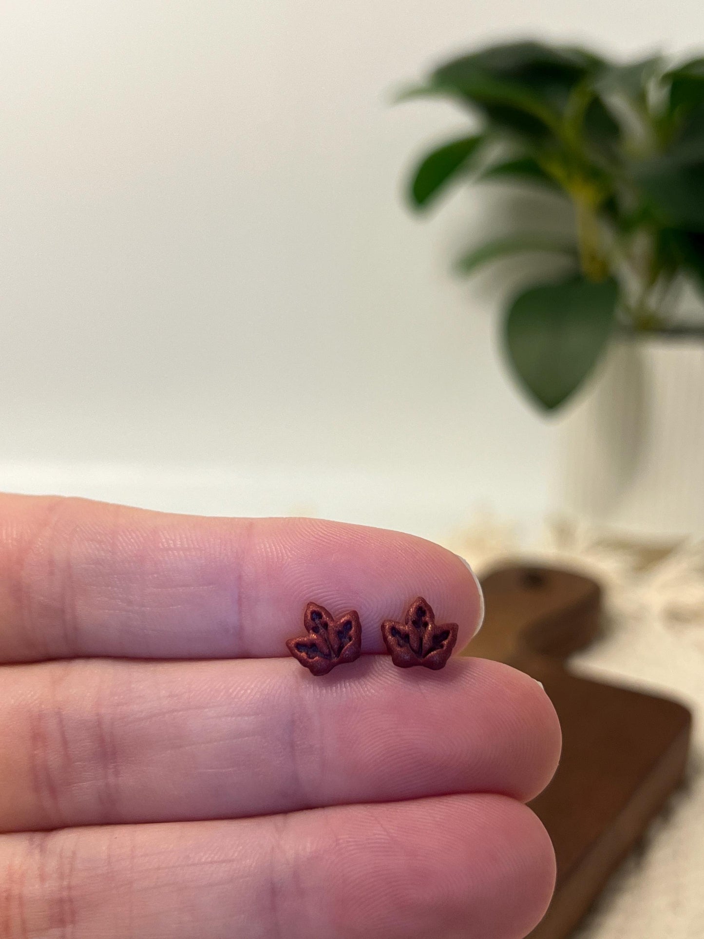 Crimson Maple Leaf Mini Studs